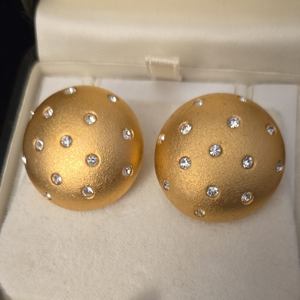 Gold Dome-Shaped Earrings with Matte Finish